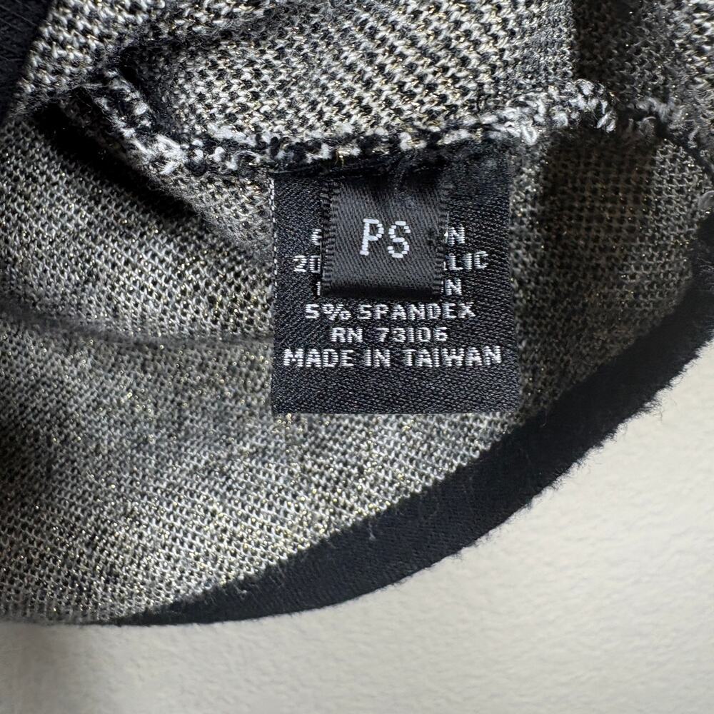 Michael Simon Petite Small Metallic Sweater Tank Black White Geometric Print - Picture 8 of 9